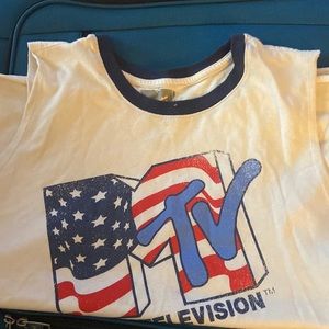 White MTV sleeveless shirt